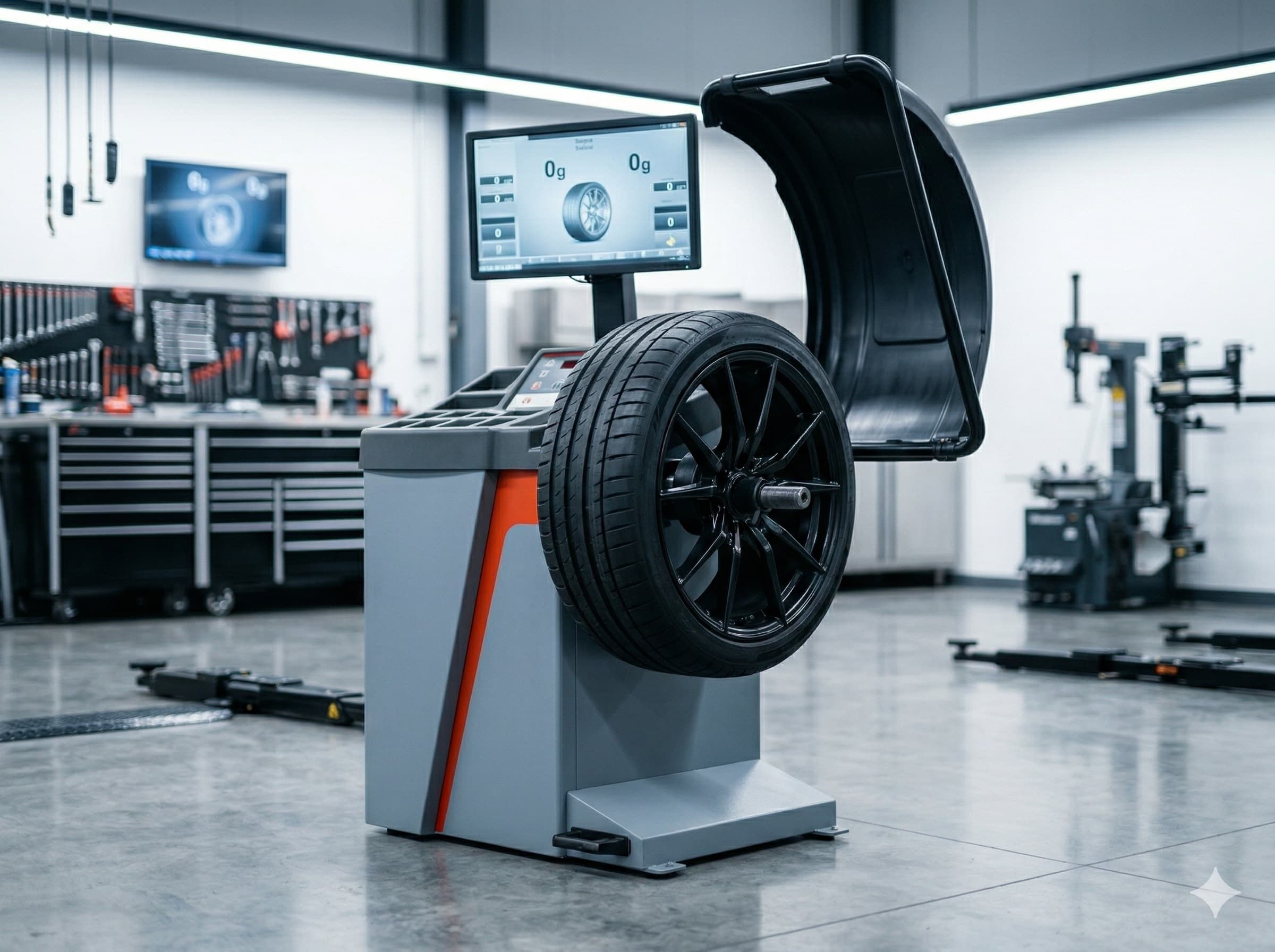 Elektronische Auswuchtmaschine bei AS Reifenservice Bad Krozingen